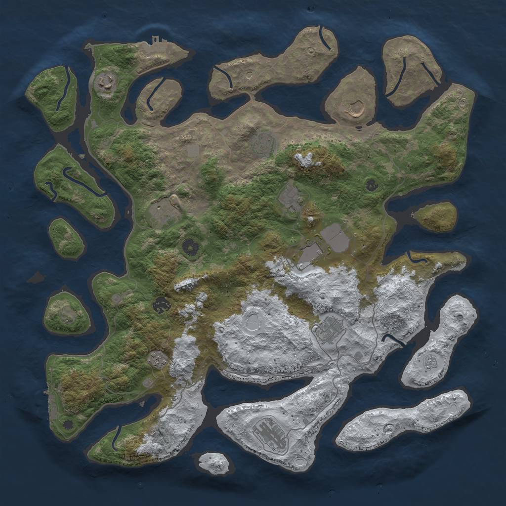 Rust Map: Procedural Map, Size: 4500, Seed: 4761880, 19 Monuments