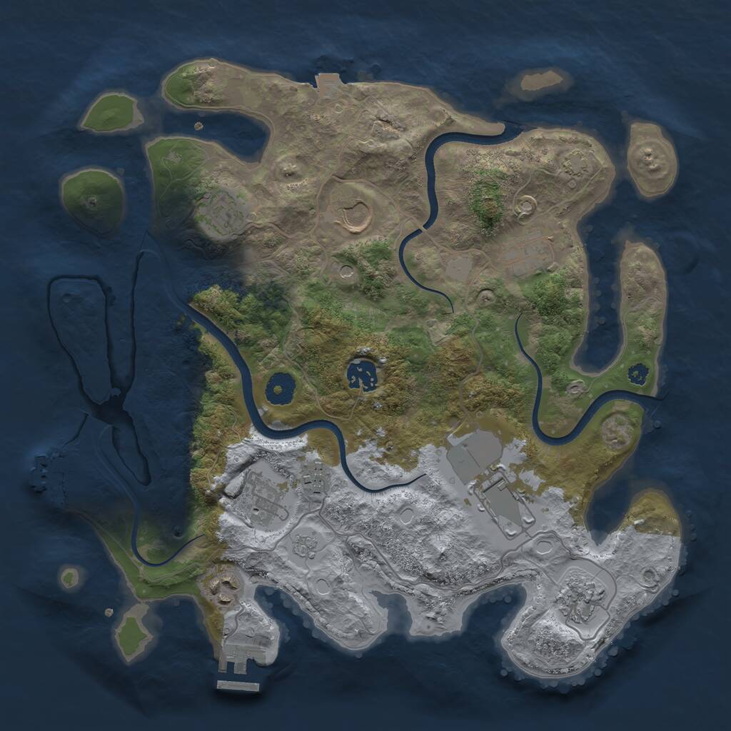 Rust Map: Procedural Map, Size: 3500, Seed: 6442385, 15 Monuments
