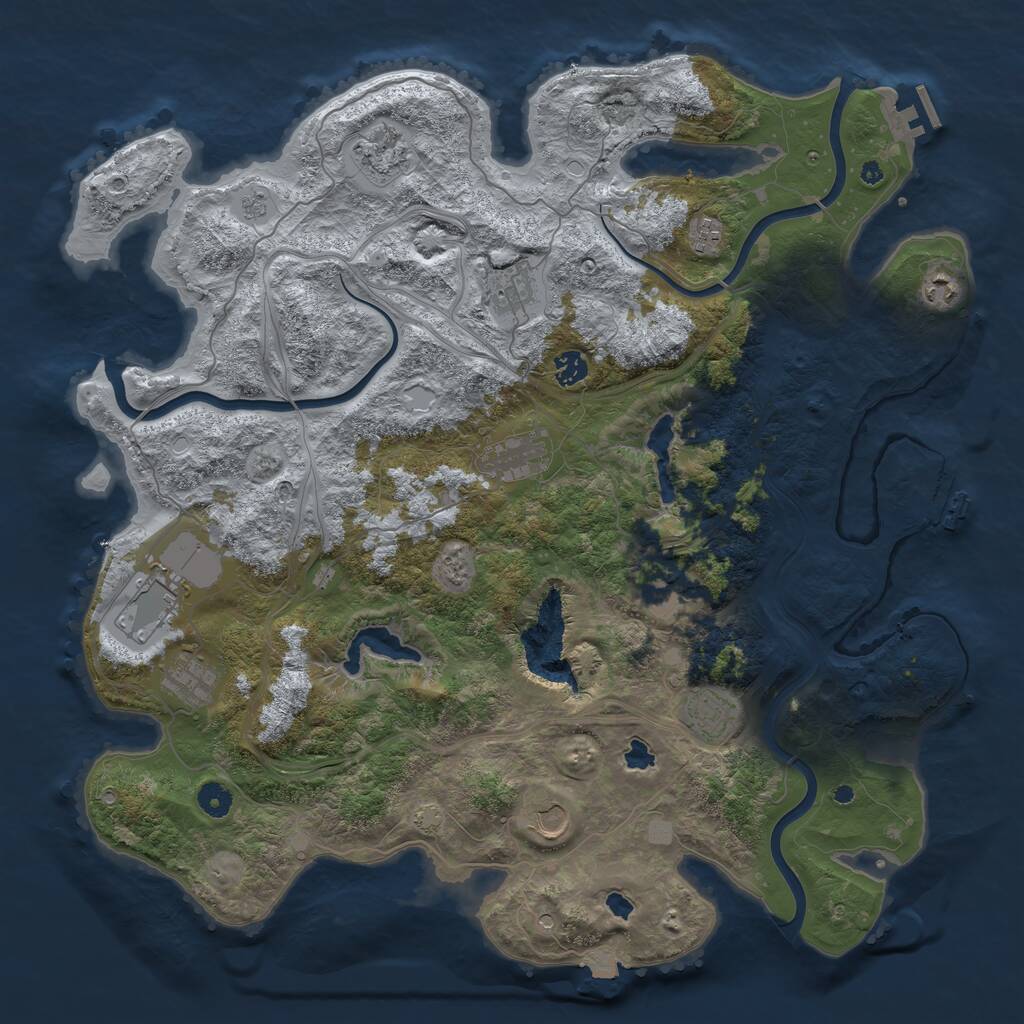 Rust Map: Procedural Map, Size: 4500, Seed: 2686881, 17 Monuments
