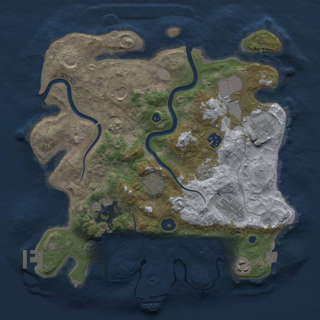 Rust Map: Procedural Map, Size: 3500, Seed: 2442400, 15 Monuments