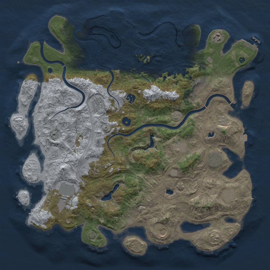 Rust Map: Procedural Map, Size: 4500, Seed: 36576, 17 Monuments