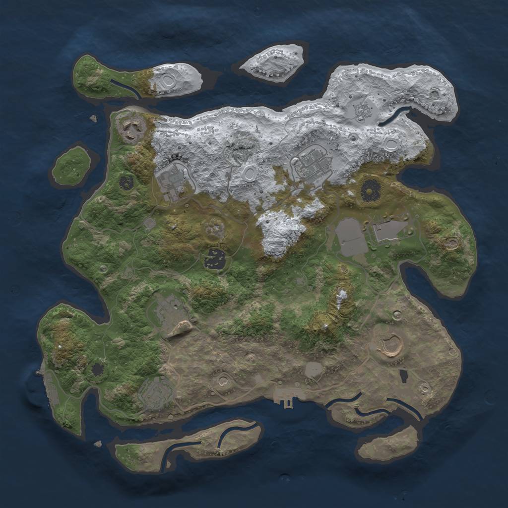 Rust Map: Procedural Map, Size: 3500, Seed: 253595331, 17 Monuments