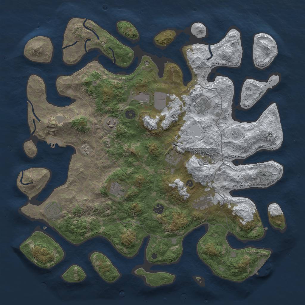 Rust Map: Procedural Map, Size: 4500, Seed: 950136, 18 Monuments