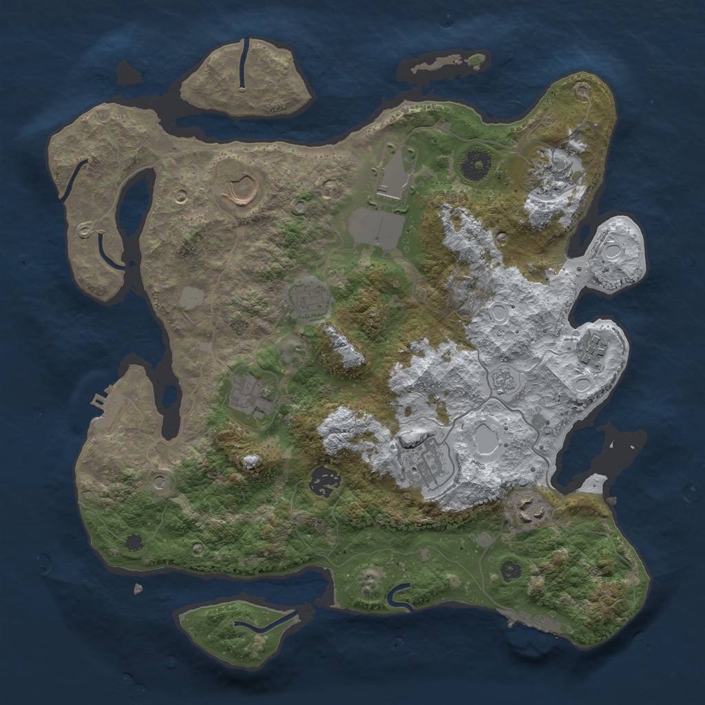 Rust Map: Procedural Map, Size: 3500, Seed: 763683, 18 Monuments