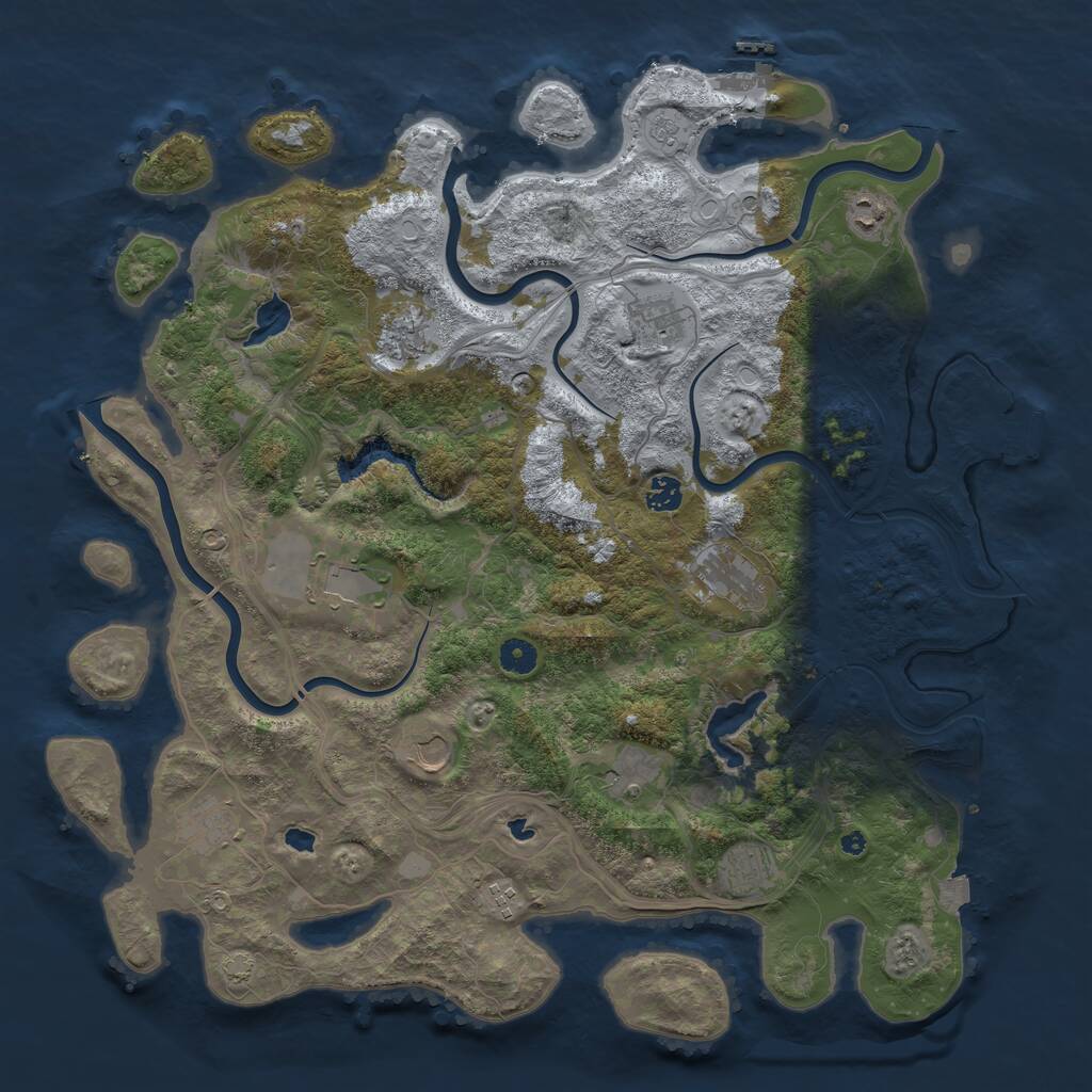 Rust Map: Procedural Map, Size: 4500, Seed: 5238950, 17 Monuments