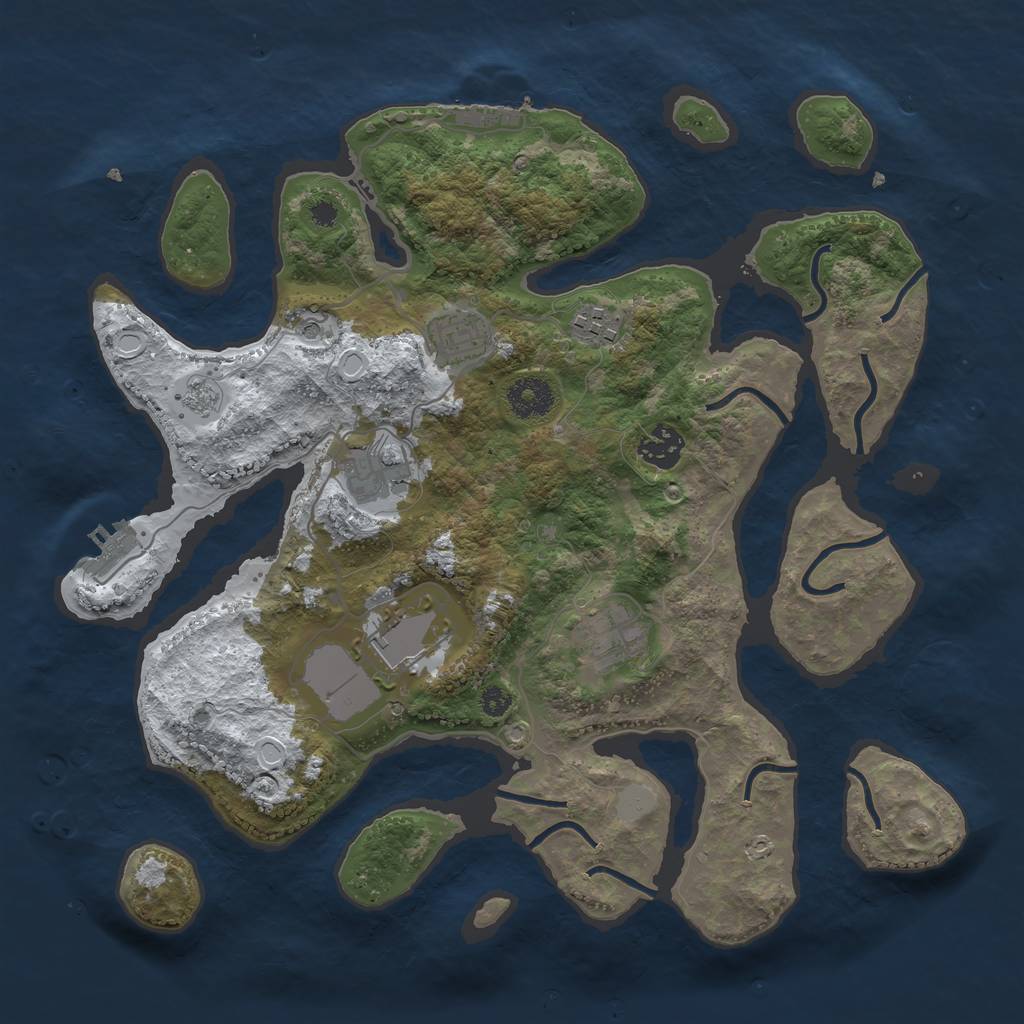 Rust Map: Procedural Map, Size: 3500, Seed: 5573282, 15 Monuments