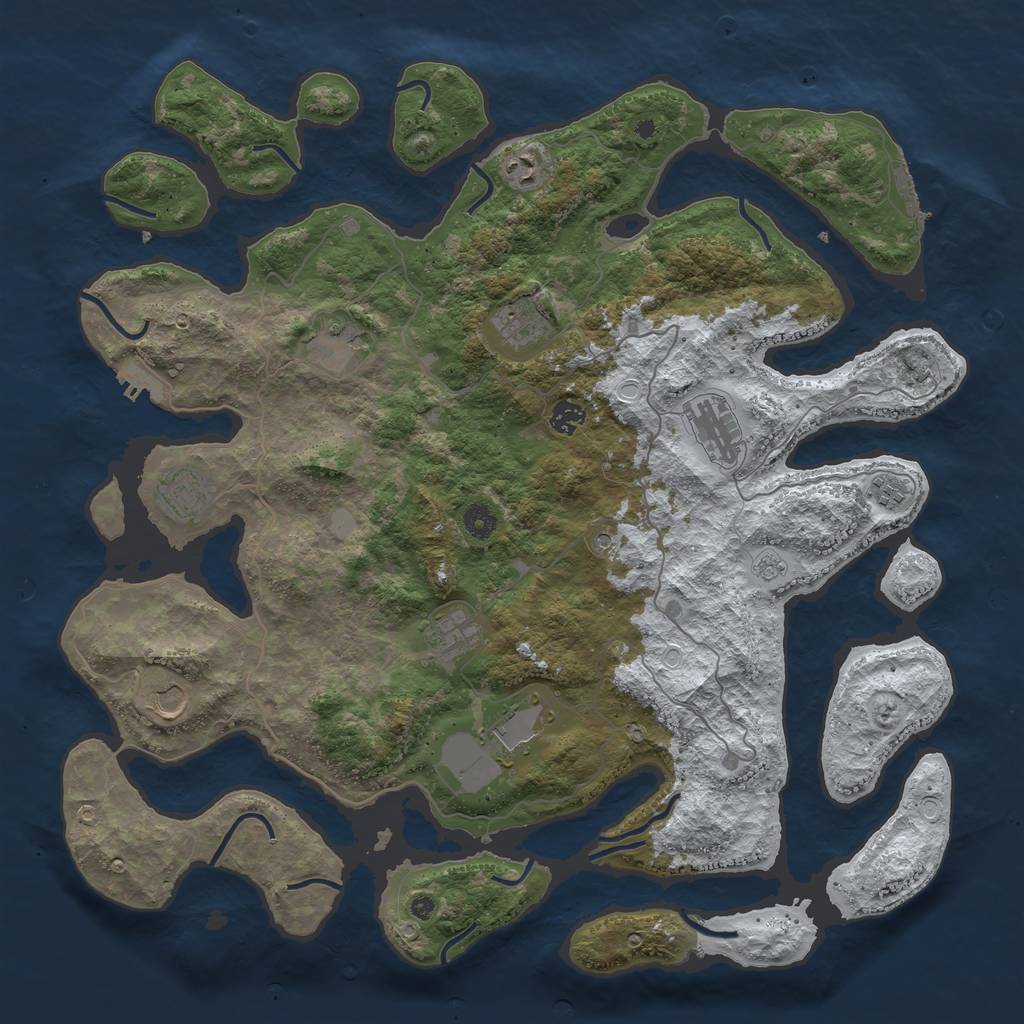 Rust Map: Procedural Map, Size: 4500, Seed: 5629887, 19 Monuments