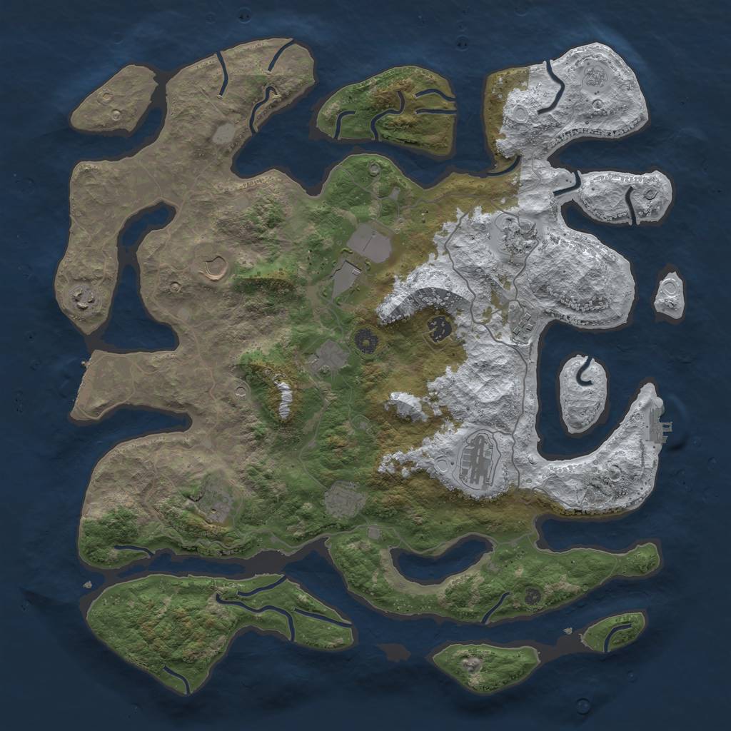 Rust Map: Procedural Map, Size: 4500, Seed: 1476374, 19 Monuments