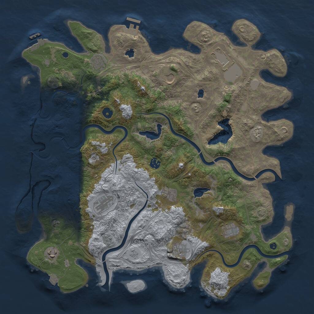 Rust Map: Procedural Map, Size: 4500, Seed: 2491121, 16 Monuments
