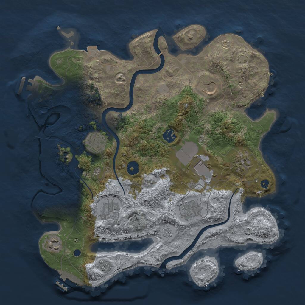 Rust Map: Procedural Map, Size: 3500, Seed: 2345553, 15 Monuments