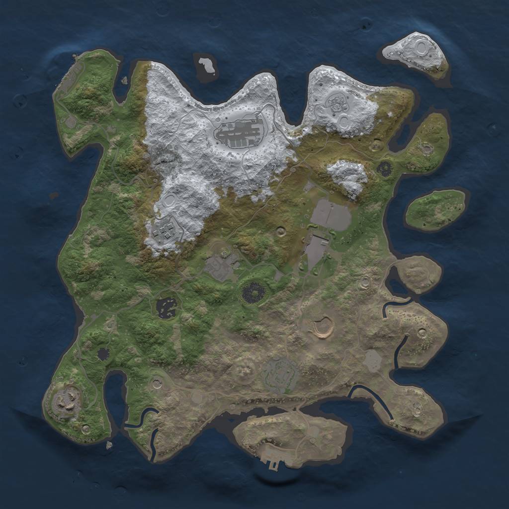 Rust Map: Procedural Map, Size: 3500, Seed: 4245803, 17 Monuments