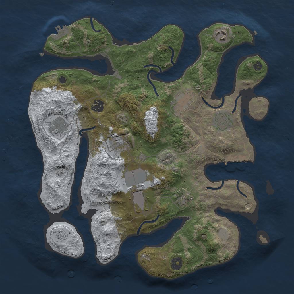 Rust Map: Procedural Map, Size: 3500, Seed: 6336428, 17 Monuments