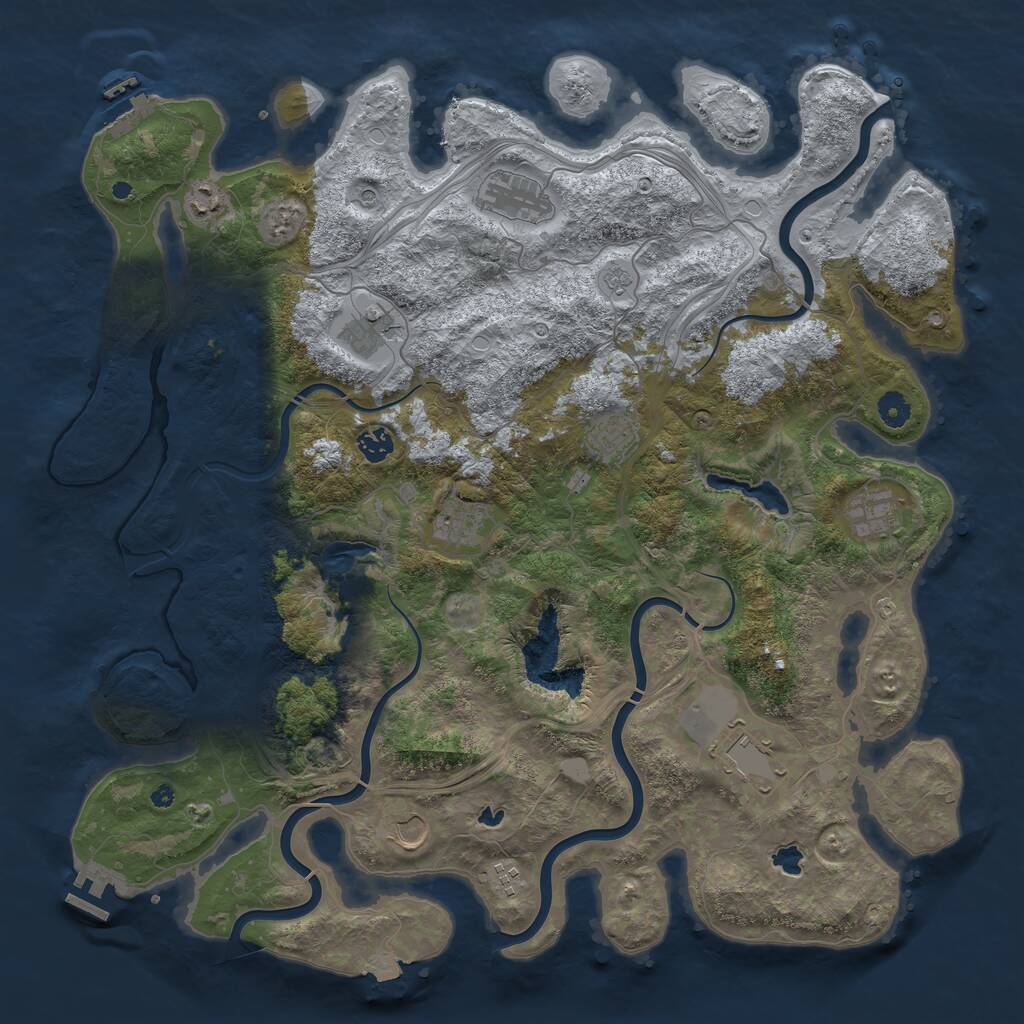 Rust Map: Procedural Map, Size: 4500, Seed: 3462268, 16 Monuments