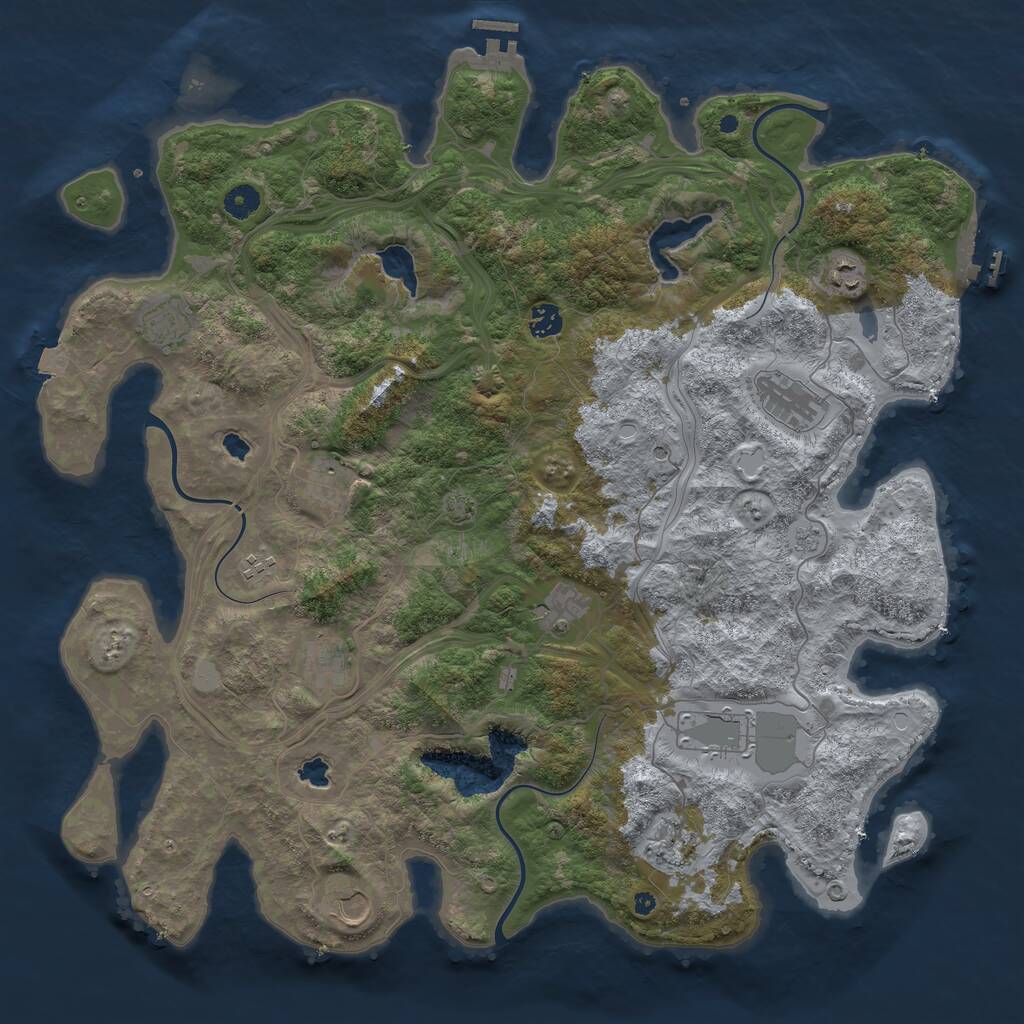 Rust Map: Procedural Map, Size: 4500, Seed: 560364, 17 Monuments