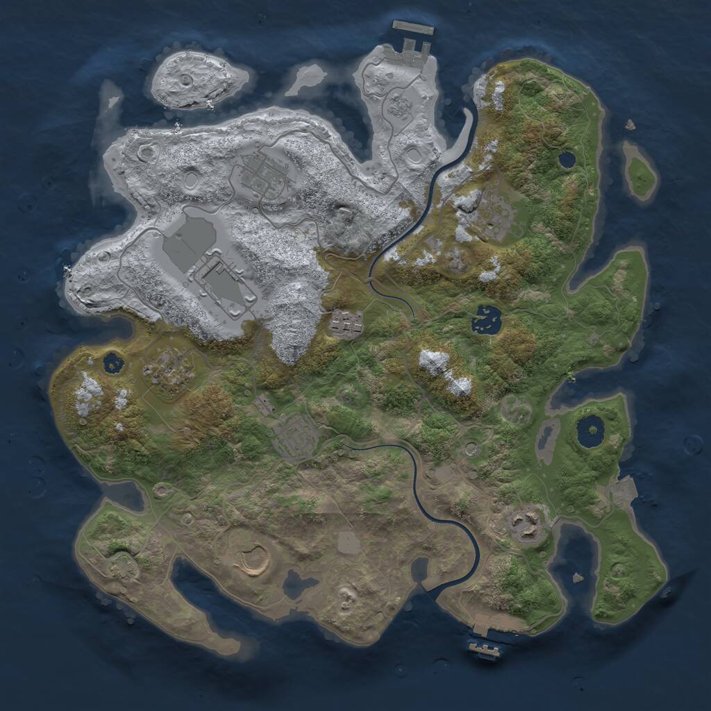 Rust Map: Procedural Map, Size: 3500, Seed: 2867603, 15 Monuments