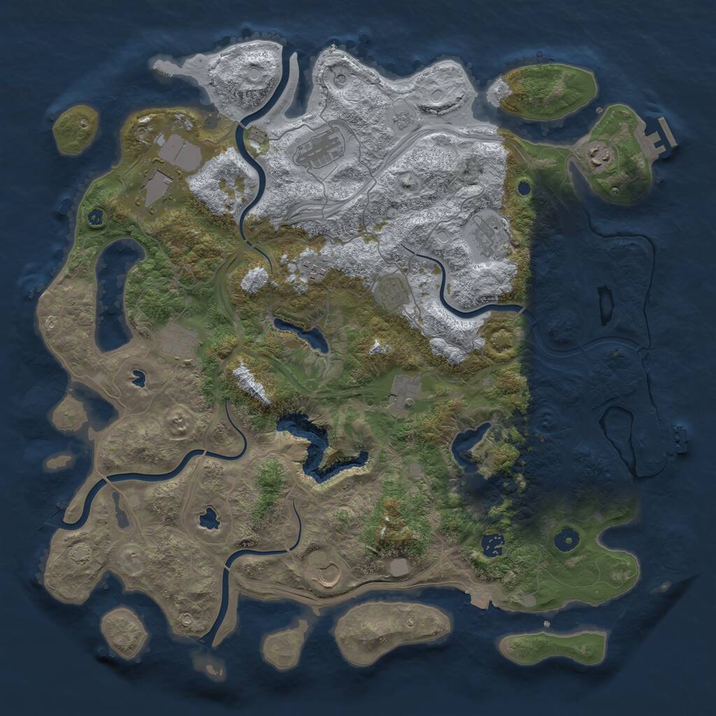 Rust Map: Procedural Map, Size: 4500, Seed: 3177076, 16 Monuments