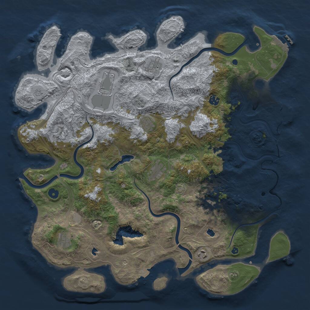Rust Map: Procedural Map, Size: 4500, Seed: 3421306, 16 Monuments