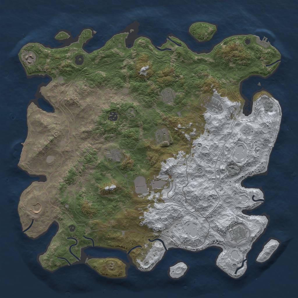 Rust Map: Procedural Map, Size: 4500, Seed: 3211394, 19 Monuments