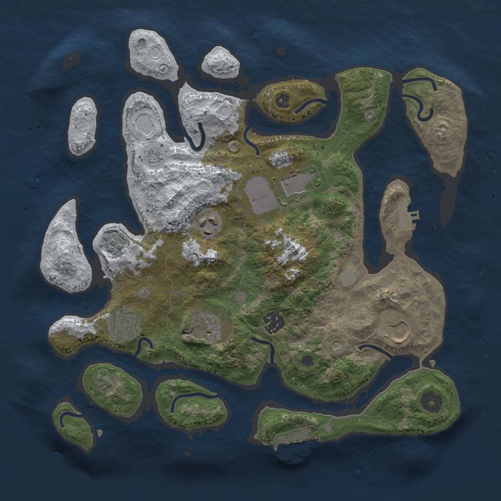 Rust Map: Procedural Map, Size: 3500, Seed: 1253716, 16 Monuments