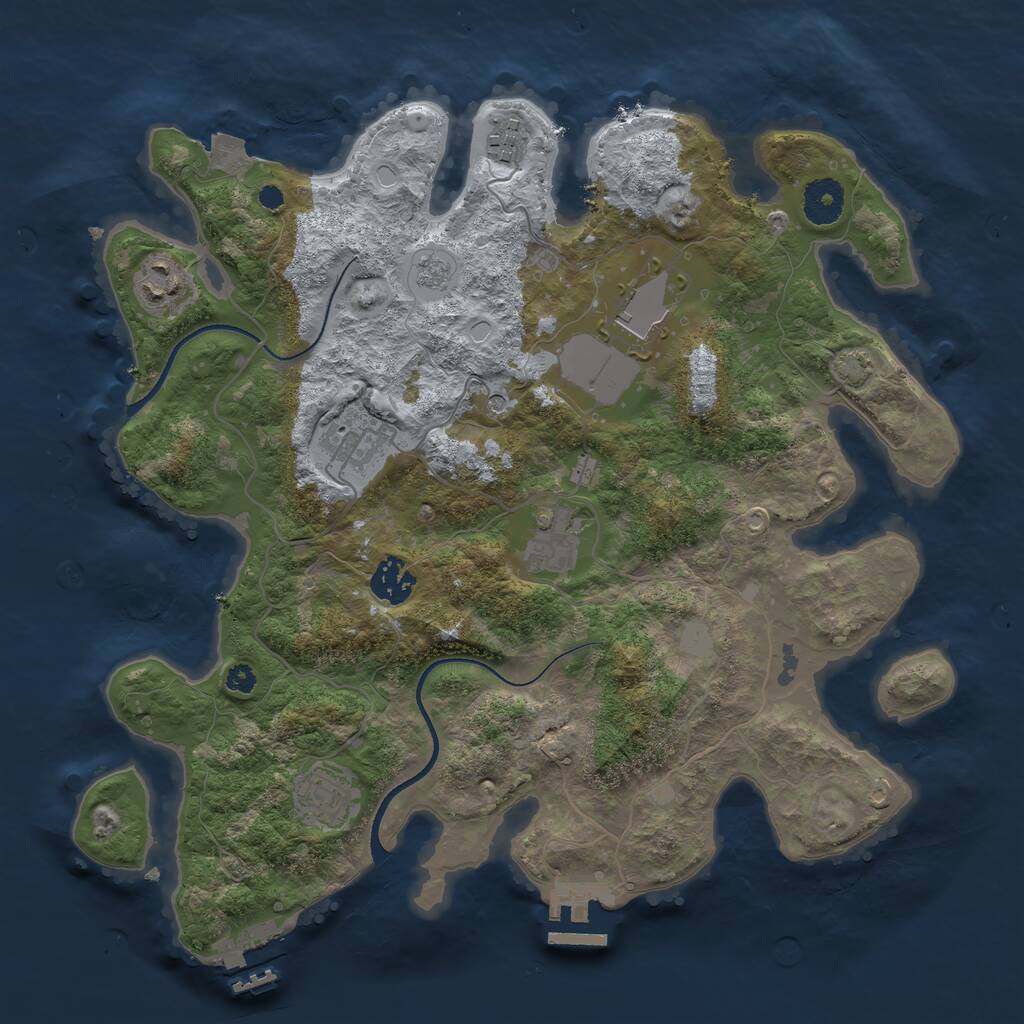 Rust Map: Procedural Map, Size: 3500, Seed: 2691800, 13 Monuments