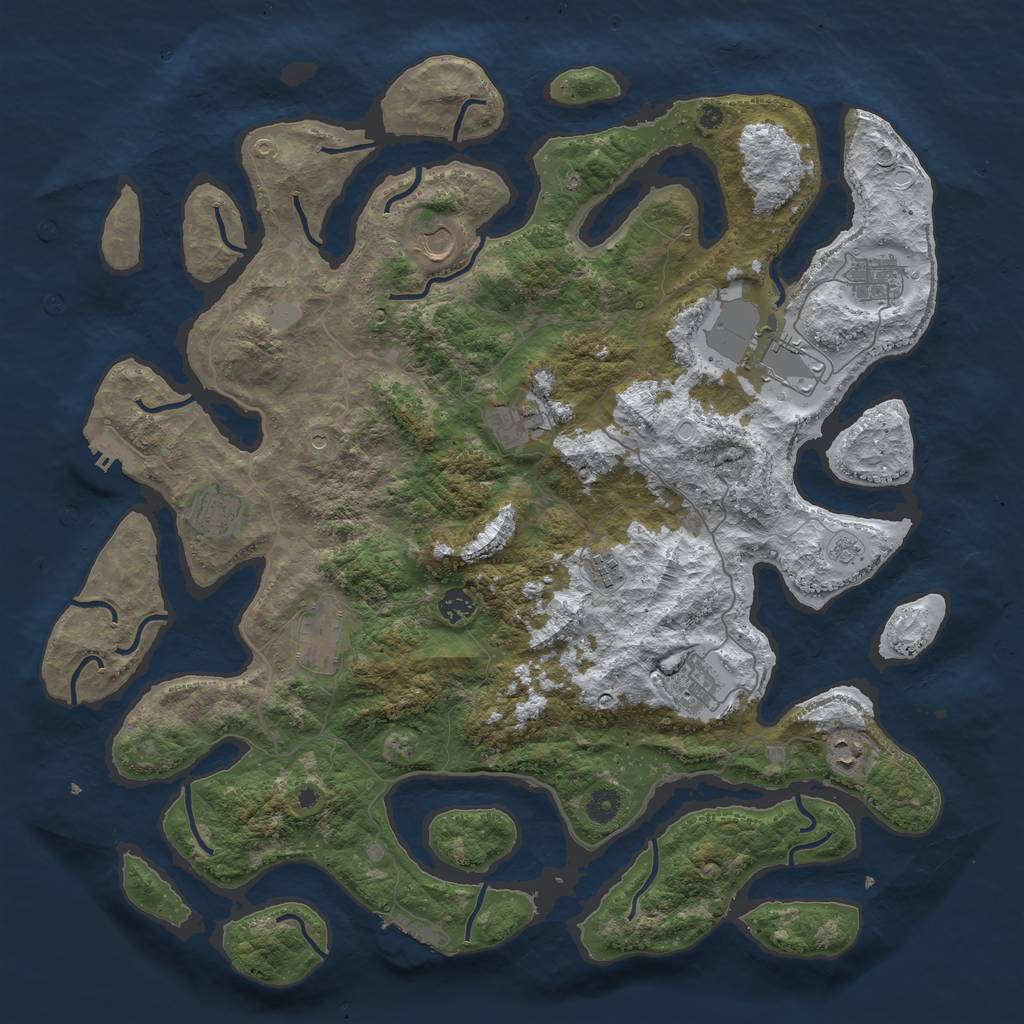 Rust Map: Procedural Map, Size: 4500, Seed: 3353726, 19 Monuments