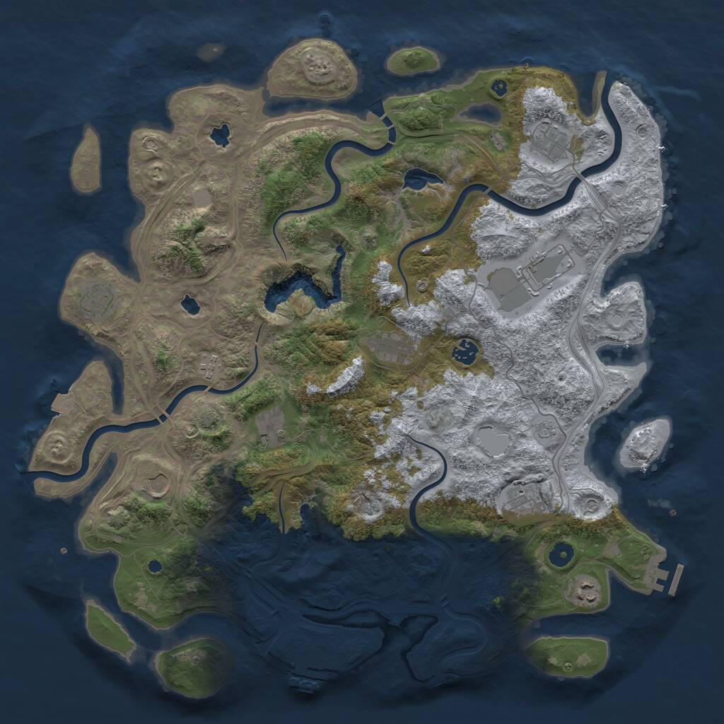 Rust Map: Procedural Map, Size: 4500, Seed: 3353726, 16 Monuments