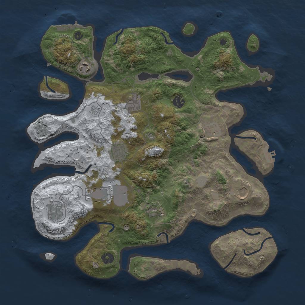Rust Map: Procedural Map, Size: 3800, Seed: 243132, 19 Monuments