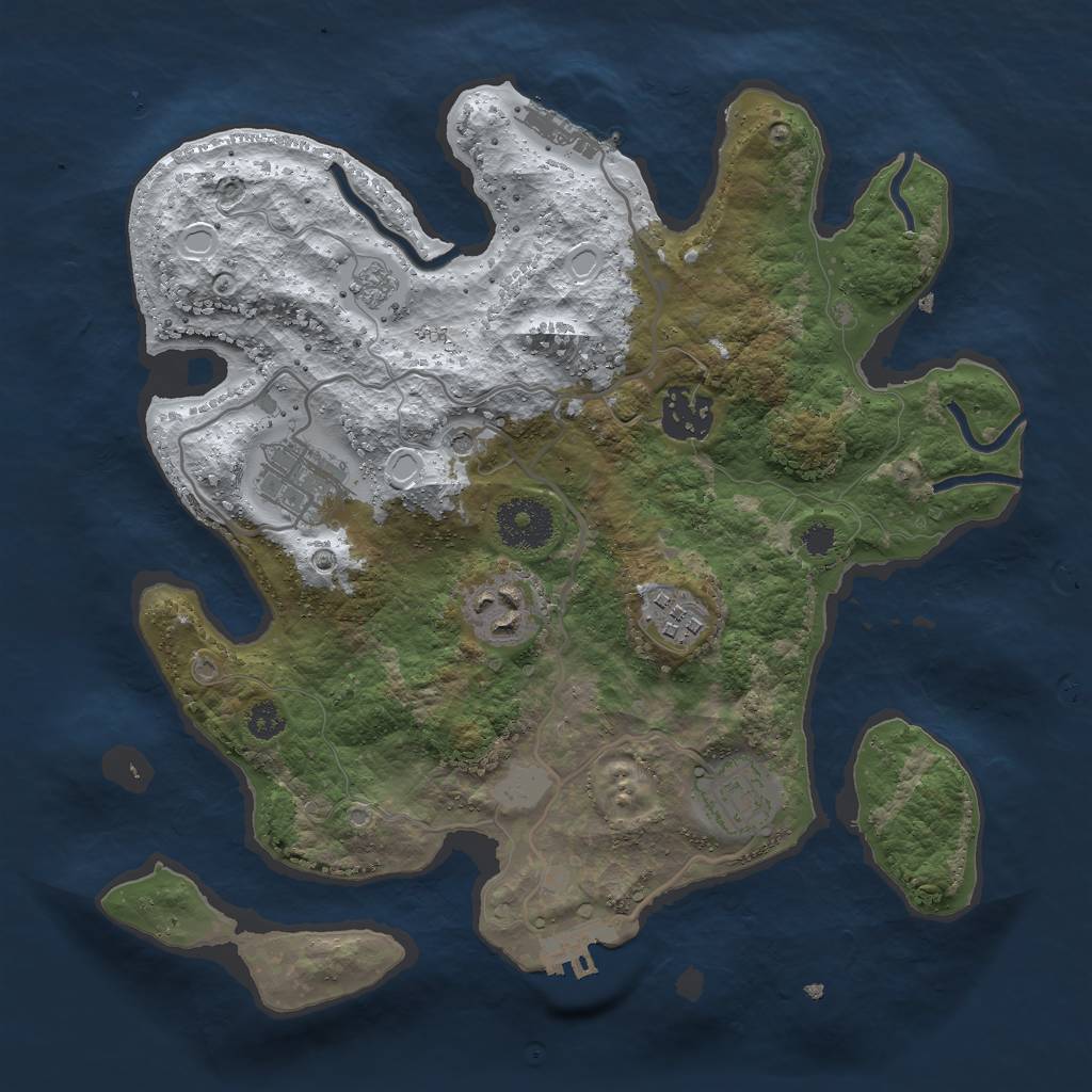 Rust Map: Procedural Map, Size: 3000, Seed: 208196363, 14 Monuments