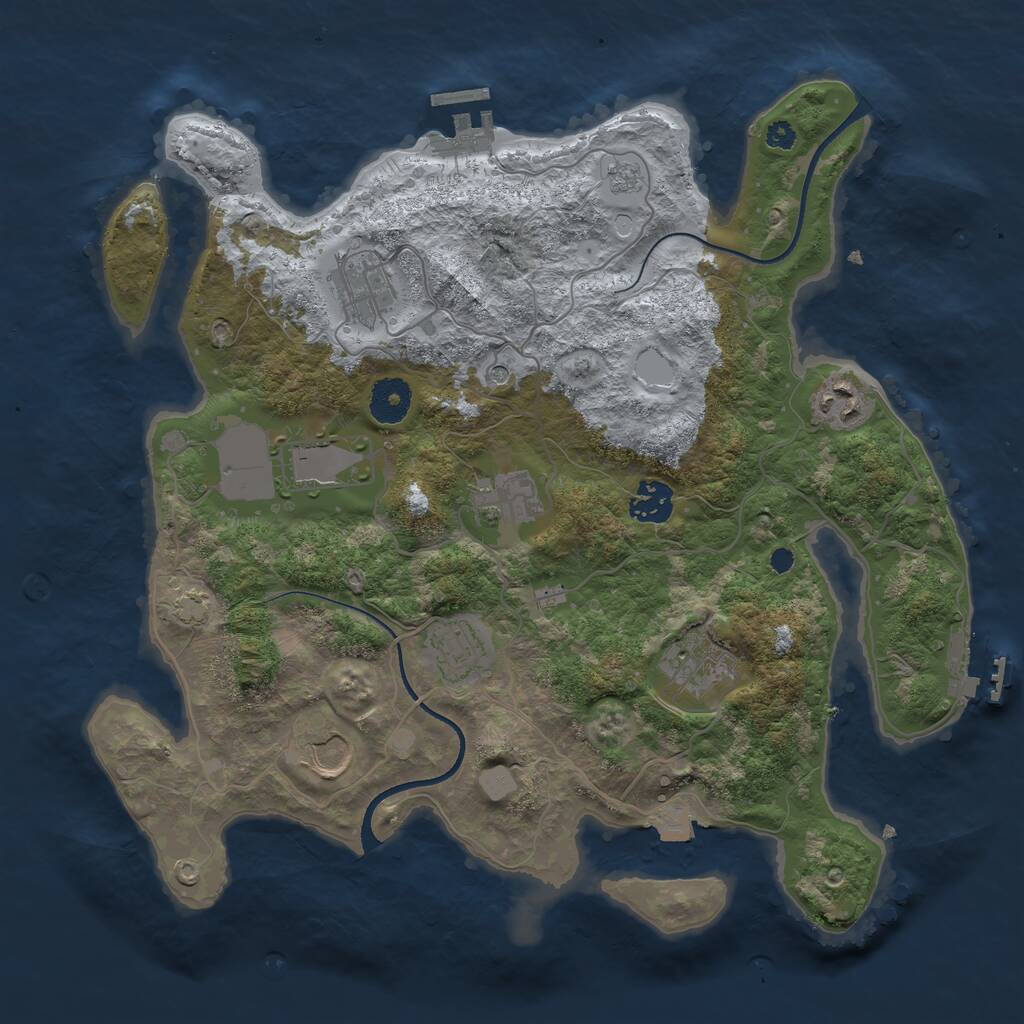 Rust Map: Procedural Map, Size: 3500, Seed: 3718482, 14 Monuments