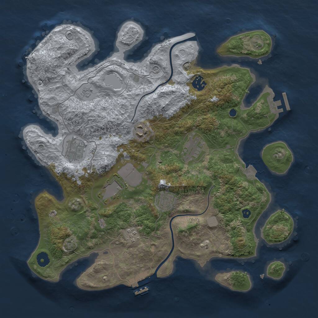 Rust Map: Procedural Map, Size: 3500, Seed: 4821771, 13 Monuments