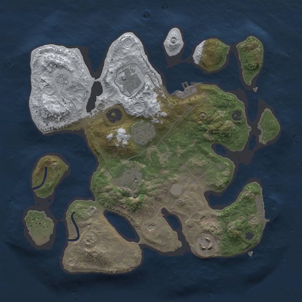 Rust Map: Procedural Map, Size: 3000, Seed: 2066232850, 13 Monuments