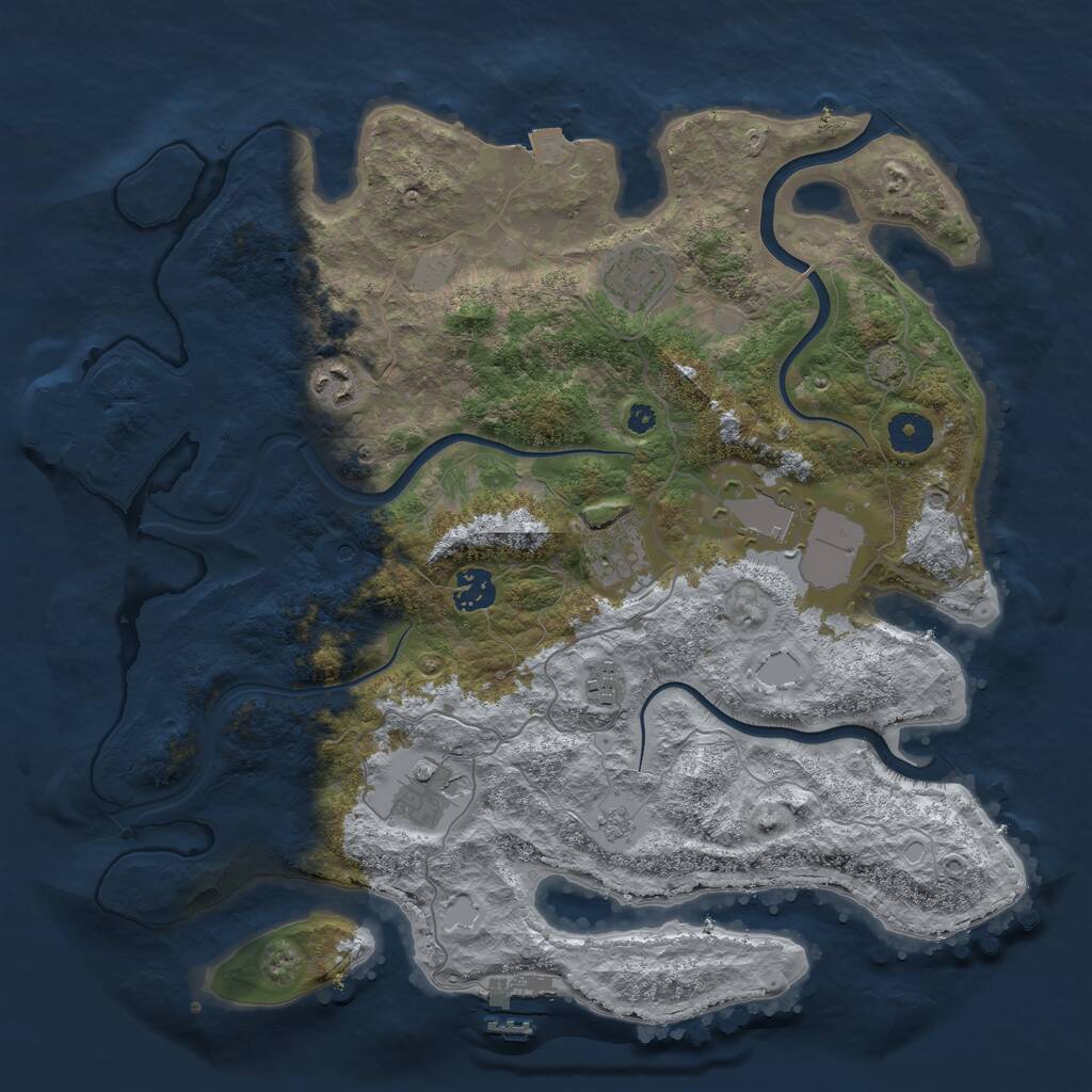 Rust Map: Procedural Map, Size: 3750, Seed: 220324003, 13 Monuments