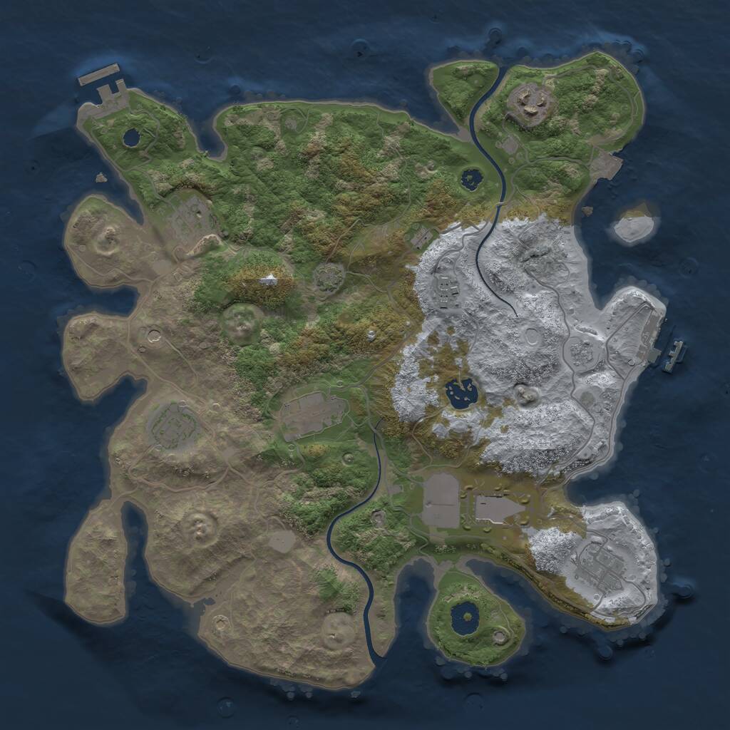Rust Map: Procedural Map, Size: 3500, Seed: 4538316, 14 Monuments