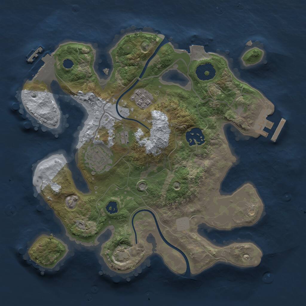 Rust Map: Procedural Map, Size: 2500, Seed: 1234567, 7 Monuments