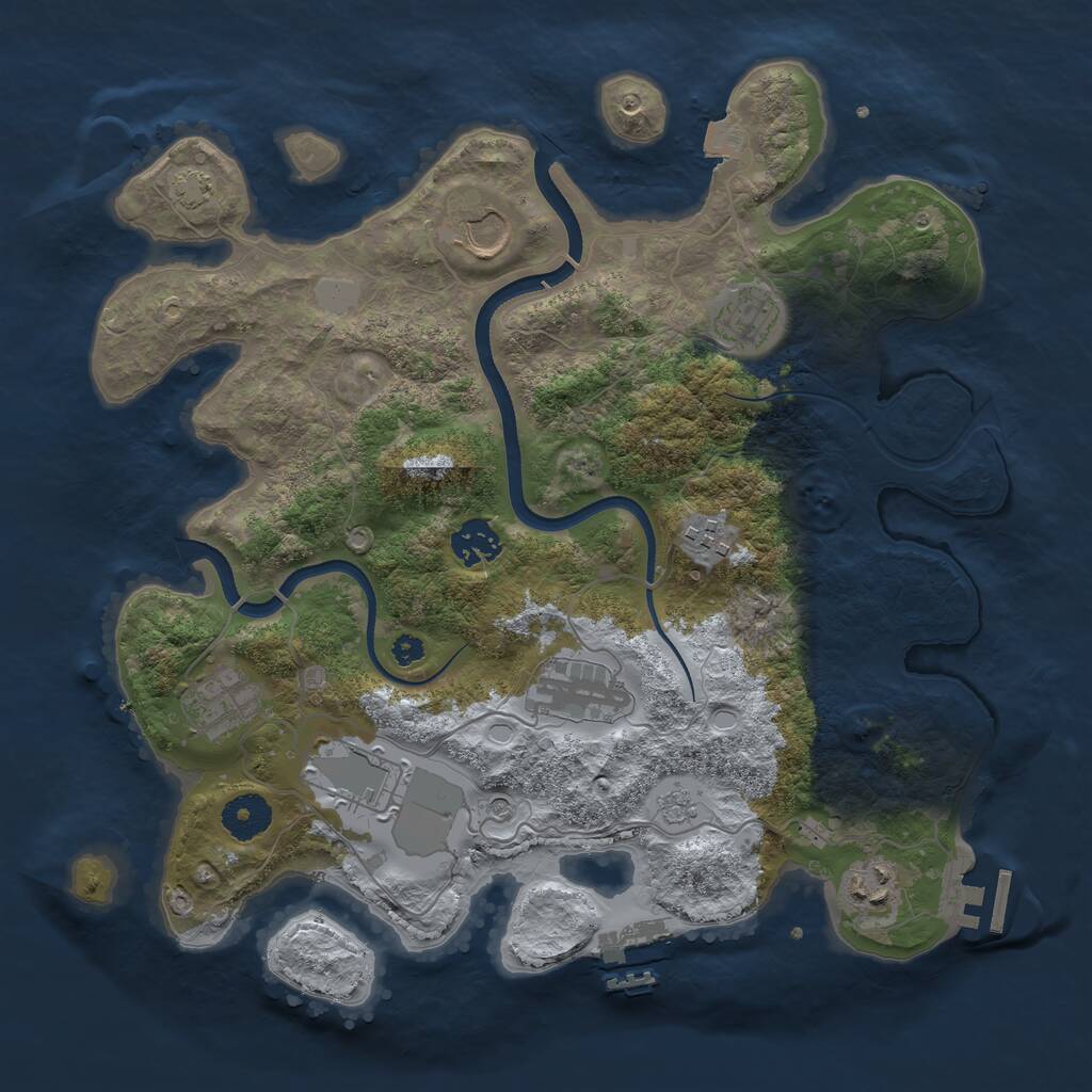Rust Map: Procedural Map, Size: 3500, Seed: 4250066, 14 Monuments