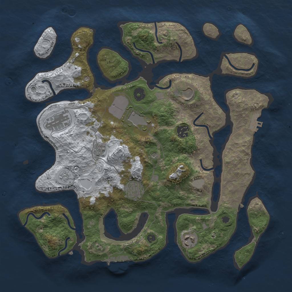 Rust Map: Procedural Map, Size: 3500, Seed: 5528573, 16 Monuments