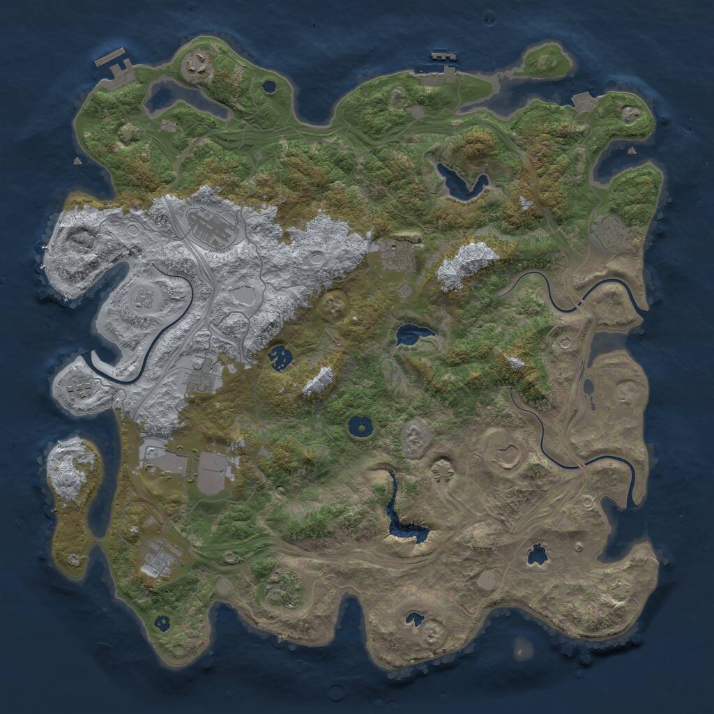 Rust Map: Procedural Map, Size: 4500, Seed: 2269161, 17 Monuments