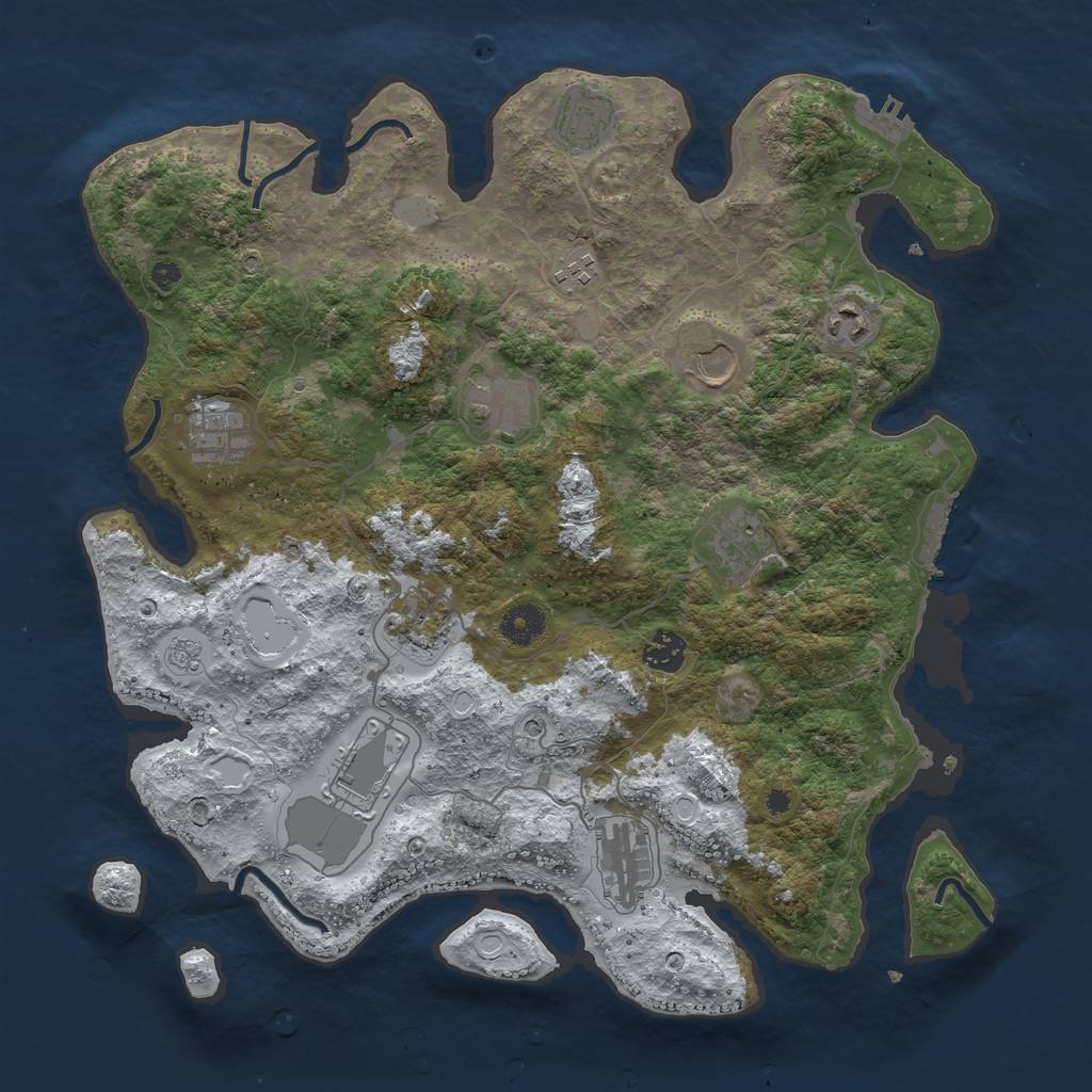 Rust Map: Procedural Map, Size: 3850, Seed: 96897689, 20 Monuments
