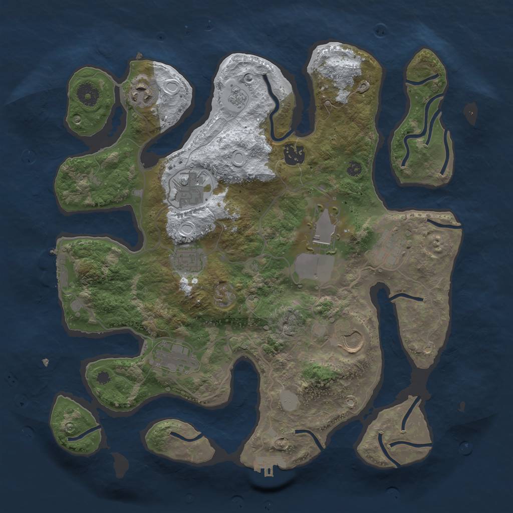 Rust Map: Procedural Map, Size: 3500, Seed: 5290064, 16 Monuments