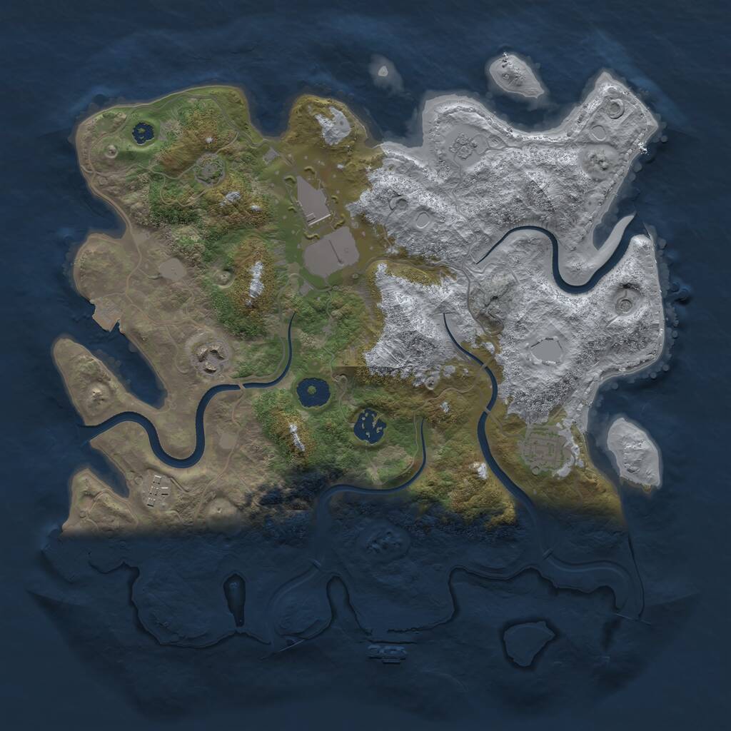 Rust Map: Procedural Map, Size: 3500, Seed: 826766, 11 Monuments