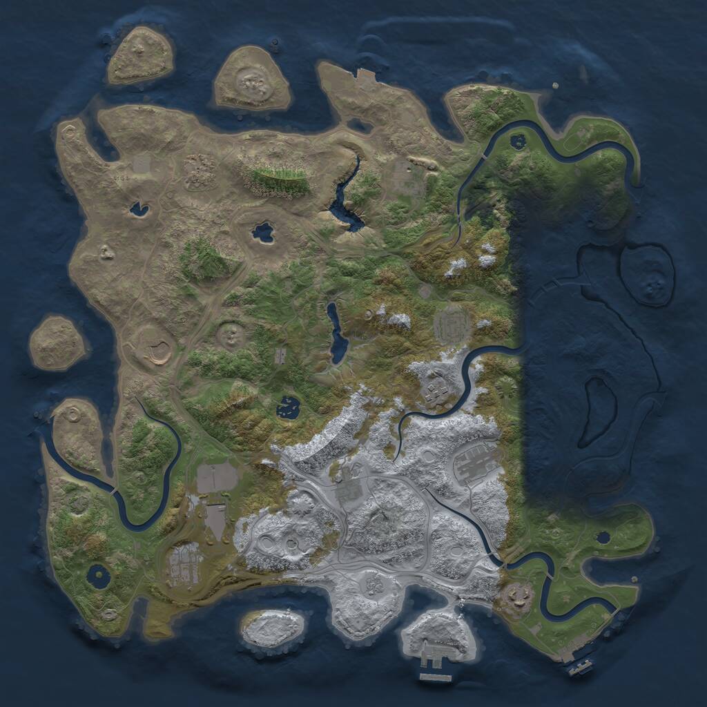 Rust Map: Procedural Map, Size: 4500, Seed: 4623526, 17 Monuments