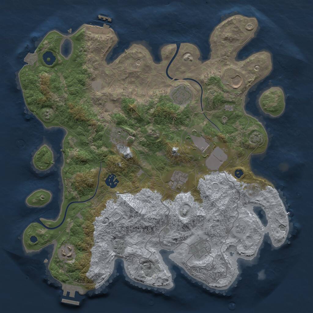 Rust Map: Procedural Map, Size: 3600, Seed: 1709394457, 15 Monuments