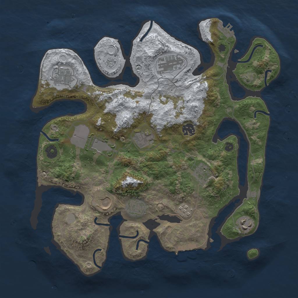 Rust Map: Procedural Map, Size: 3500, Seed: 1547130175, 18 Monuments