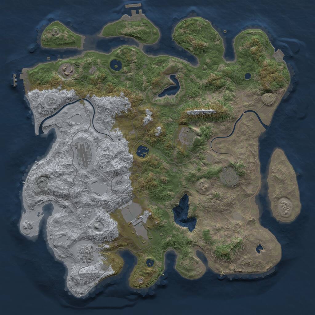 Rust Map: Procedural Map, Size: 4000, Seed: 1280079, 13 Monuments