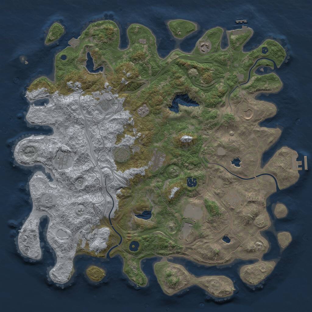 Rust Map: Procedural Map, Size: 4500, Seed: 563364, 17 Monuments