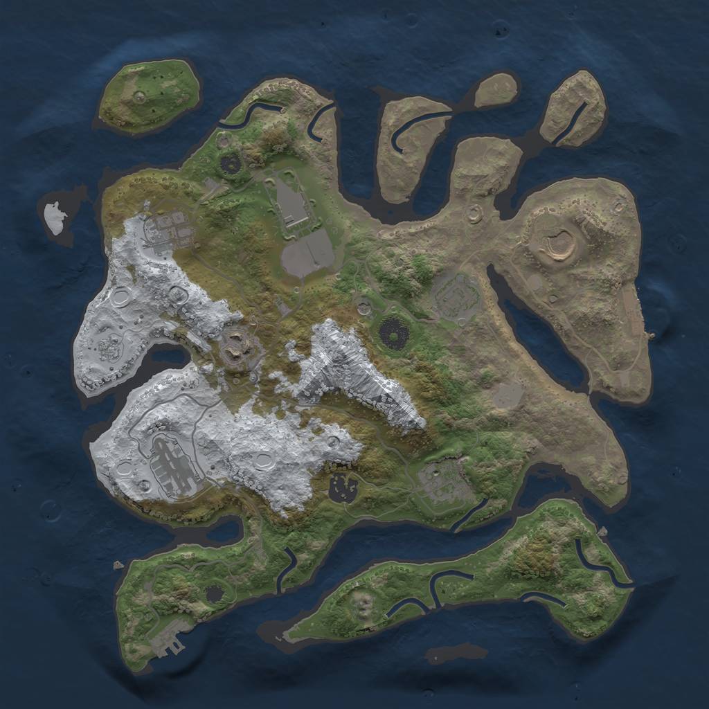 Rust Map: Procedural Map, Size: 3500, Seed: 6074080, 17 Monuments