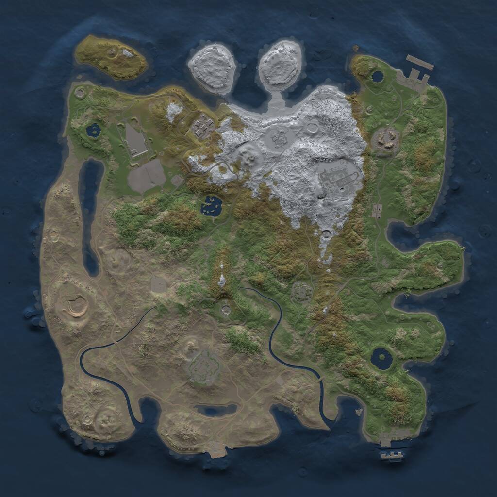 Rust Map: Procedural Map, Size: 3500, Seed: 1714532, 13 Monuments