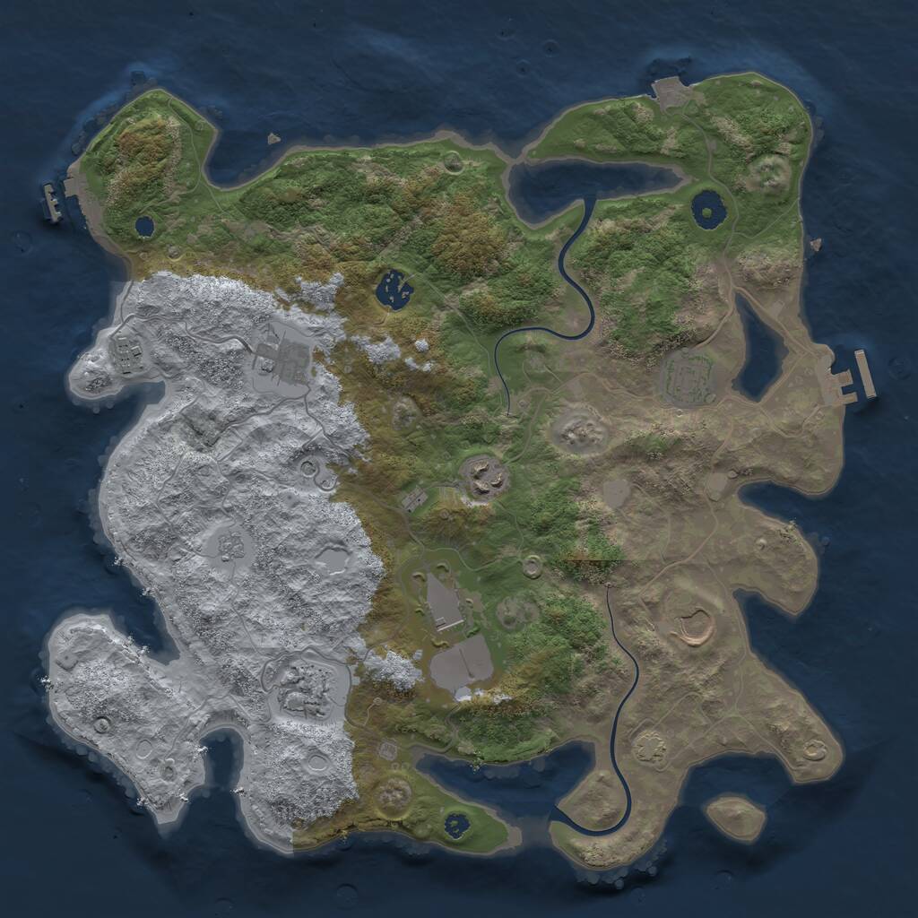 Rust Map: Procedural Map, Size: 3800, Seed: 621626154, 14 Monuments
