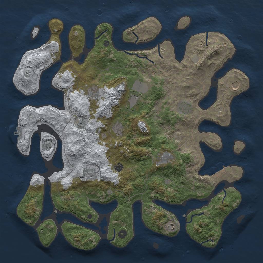 Rust Map: Procedural Map, Size: 4500, Seed: 2918043, 19 Monuments