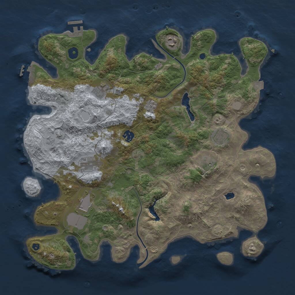 Rust Map: Procedural Map, Size: 4000, Seed: 597631376, 14 Monuments